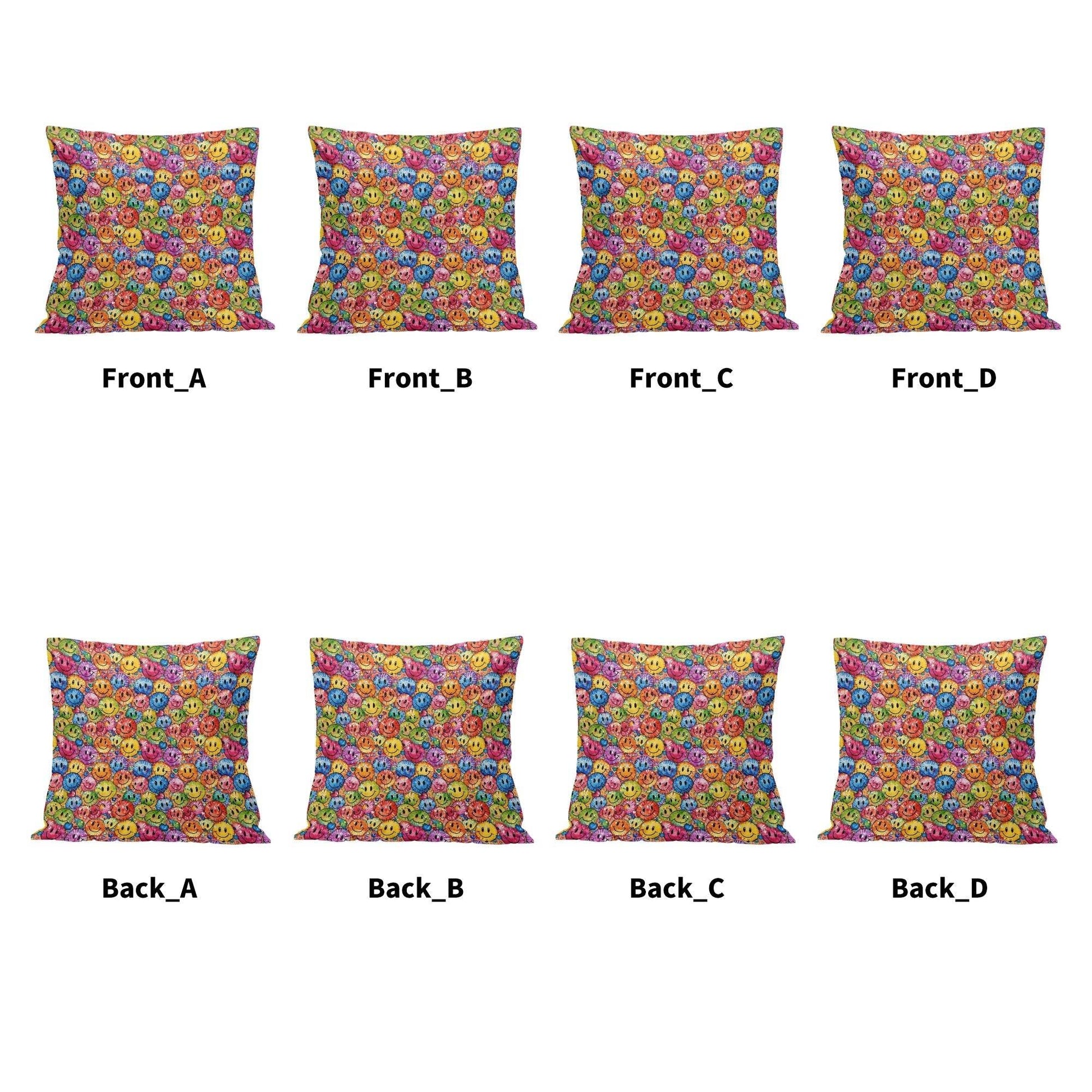 Trippy Smiles Peach Velvet 4 Pcs Square Pillow Case Covers (5 sizes) - DeRose Seasonal