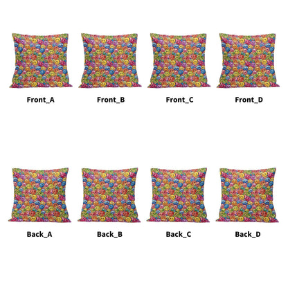 Trippy Smiles Peach Velvet 4 Pcs Square Pillow Case Covers (5 sizes) - DeRose Seasonal