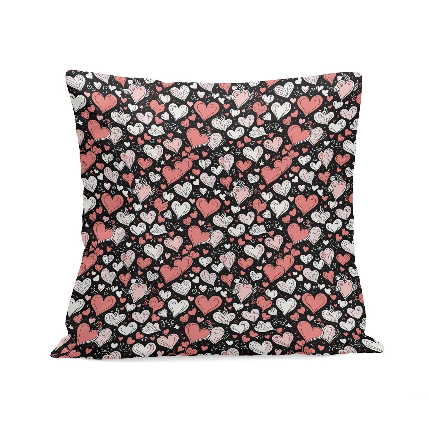 Colorful Hearts Peach Velvet 4 Pcs Square Pillow Case Covers (5 sizes) - DeRose Seasonal