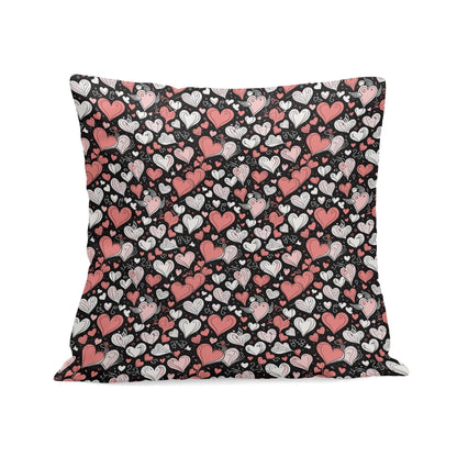 Colorful Hearts Peach Velvet 4 Pcs Square Pillow Case Covers (5 sizes) - DeRose Seasonal