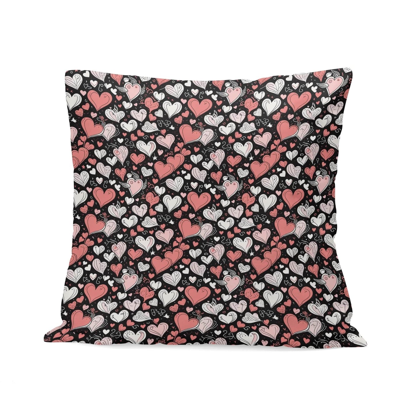 Colorful Hearts Peach Velvet 4 Pcs Square Pillow Case Covers (5 sizes) - DeRose Seasonal
