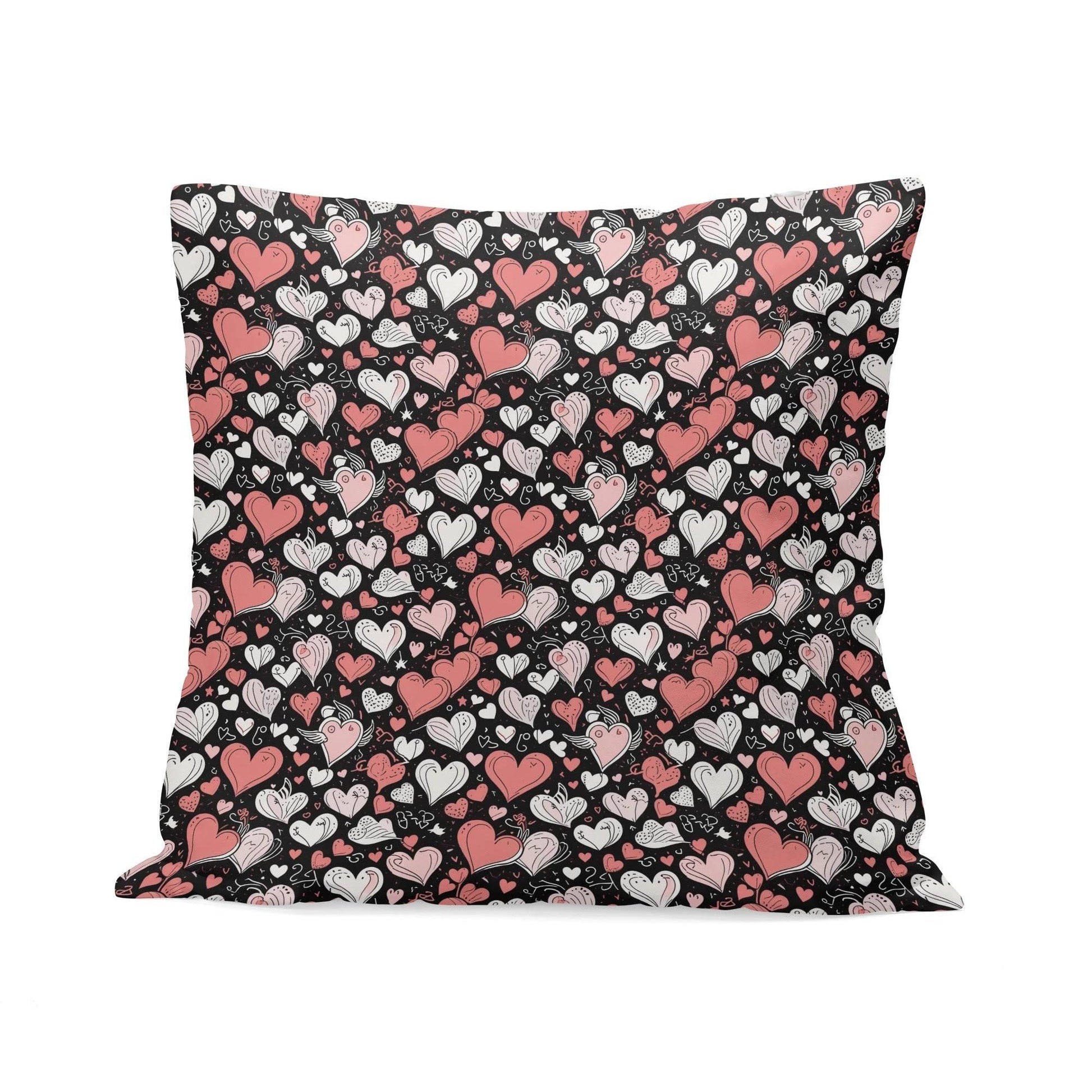 Colorful Hearts Peach Velvet 4 Pcs Square Pillow Case Covers (5 sizes) - DeRose Seasonal