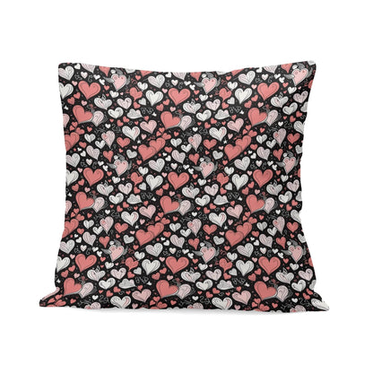 Colorful Hearts Peach Velvet 4 Pcs Square Pillow Case Covers (5 sizes) - DeRose Seasonal