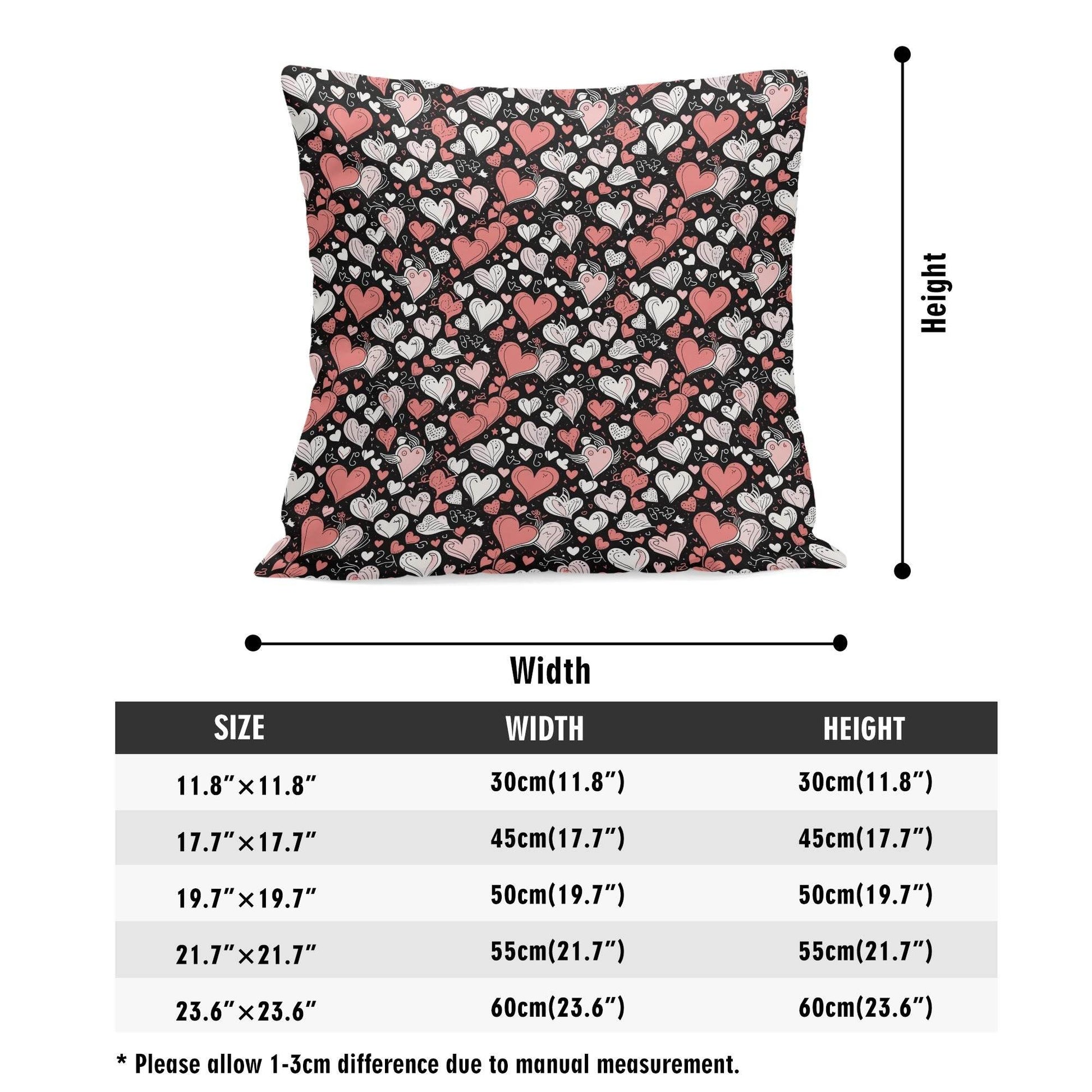 Colorful Hearts Peach Velvet 4 Pcs Square Pillow Case Covers (5 sizes) - DeRose Seasonal