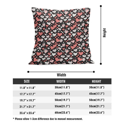 Colorful Hearts Peach Velvet 4 Pcs Square Pillow Case Covers (5 sizes) - DeRose Seasonal