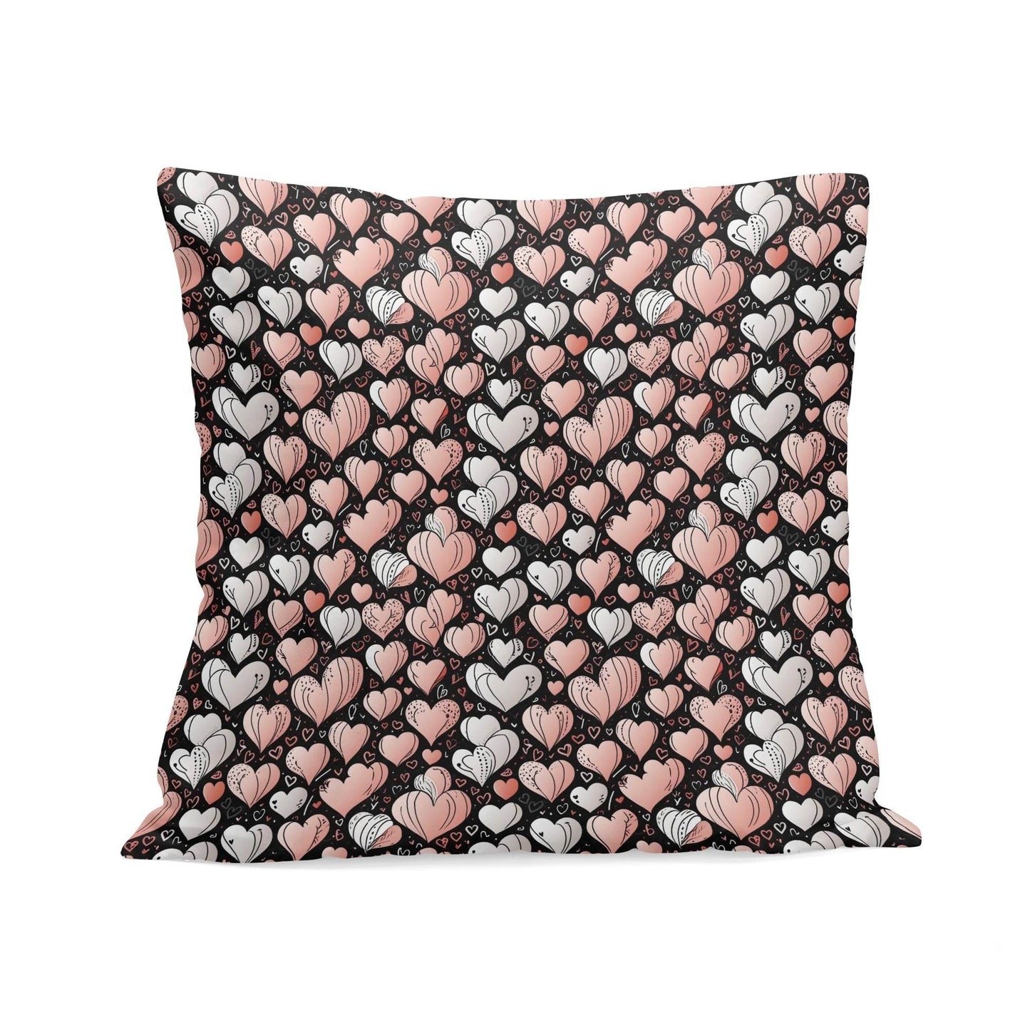 Pink Hearts Peach Velvet 4 Pcs Square Pillow Case Covers (5 sizes) - DeRose Seasonal