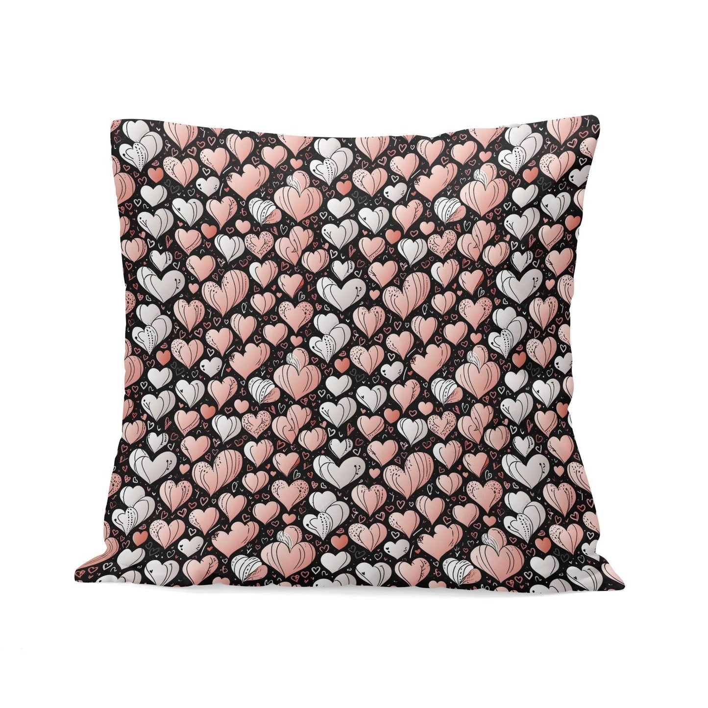 Pink Hearts Peach Velvet 4 Pcs Square Pillow Case Covers (5 sizes) - DeRose Seasonal