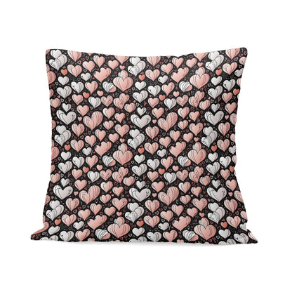 Pink Hearts Peach Velvet 4 Pcs Square Pillow Case Covers (5 sizes) - DeRose Seasonal