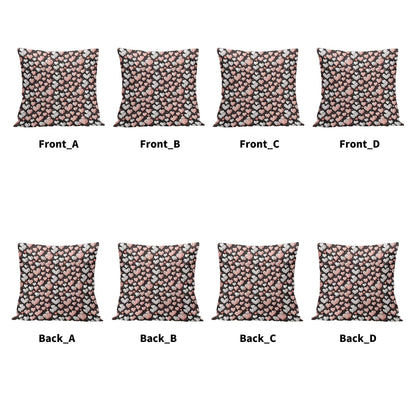Pink Hearts Peach Velvet 4 Pcs Square Pillow Case Covers (5 sizes) - DeRose Seasonal