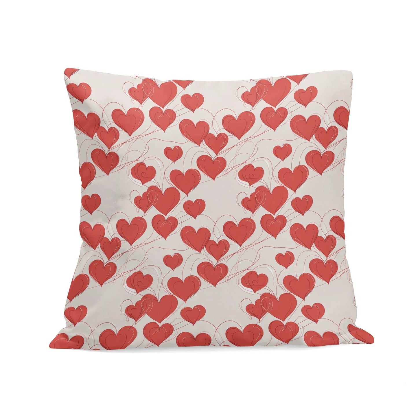 Minimal Hearts Peach Velvet 4 Pcs Square Pillow Case Covers (5 sizes) - DeRose Seasonal