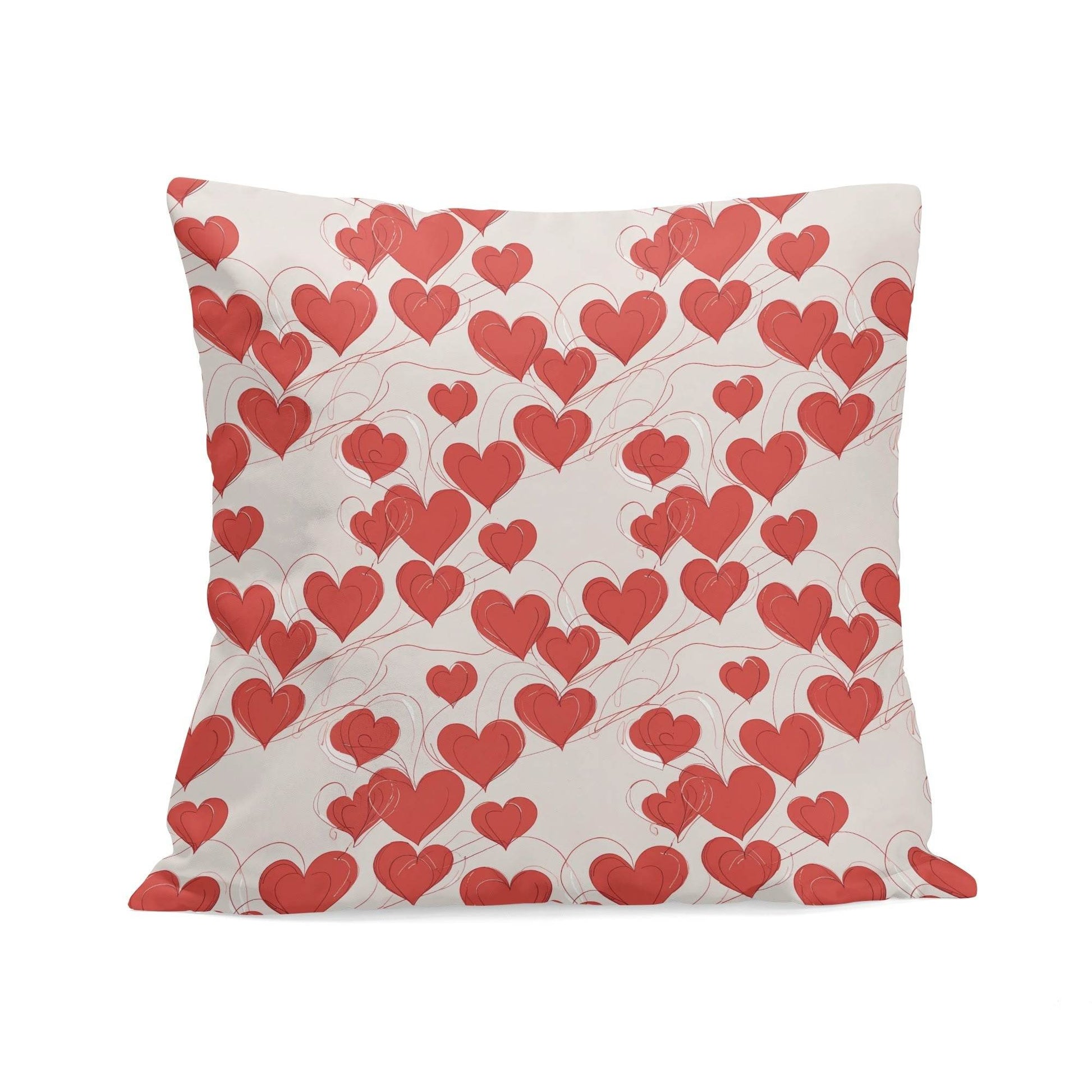 Minimal Hearts Peach Velvet 4 Pcs Square Pillow Case Covers (5 sizes) - DeRose Seasonal