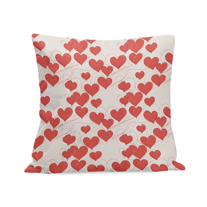 Minimal Hearts Peach Velvet 4 Pcs Square Pillow Case Covers (5 sizes) - DeRose Seasonal