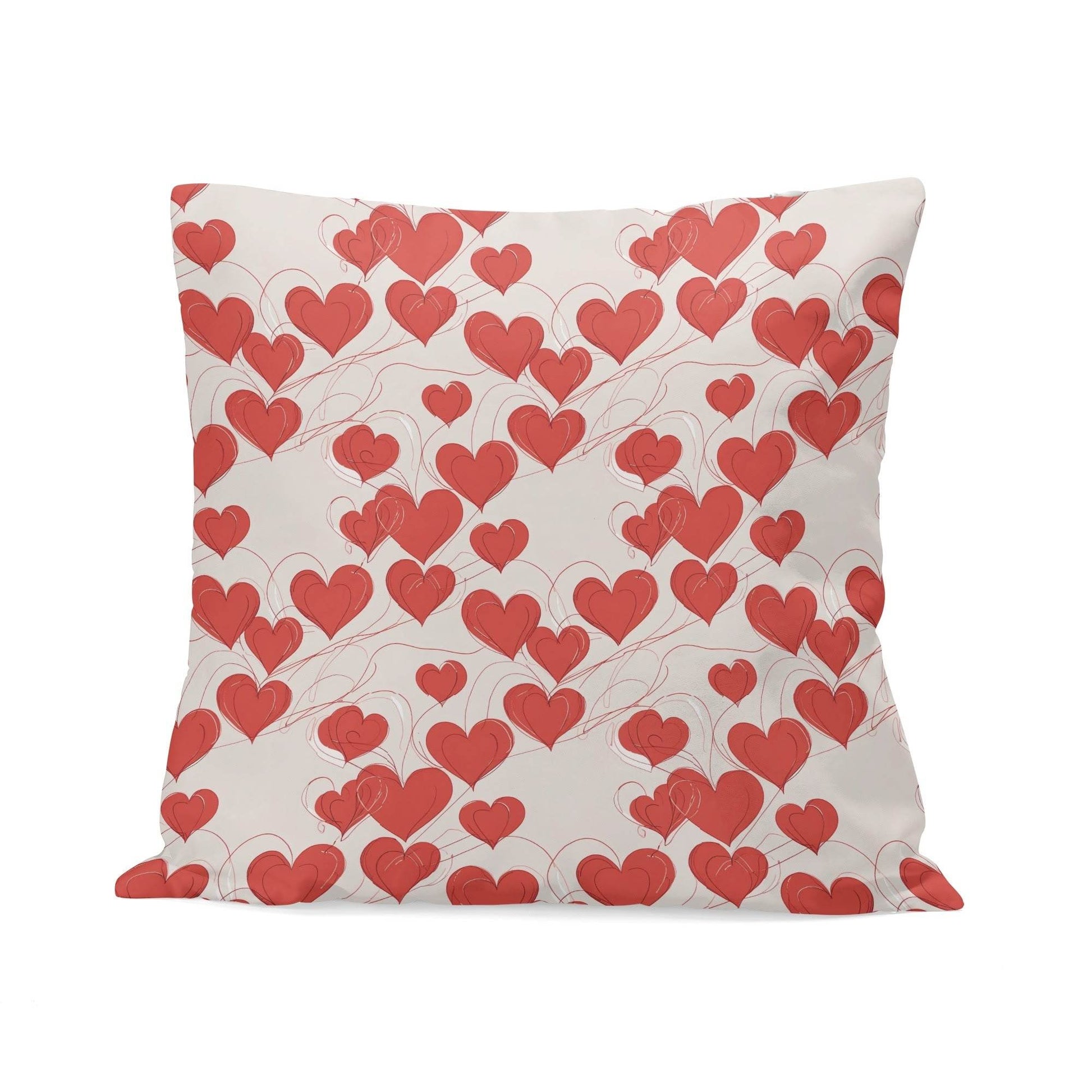 Minimal Hearts Peach Velvet 4 Pcs Square Pillow Case Covers (5 sizes) - DeRose Seasonal