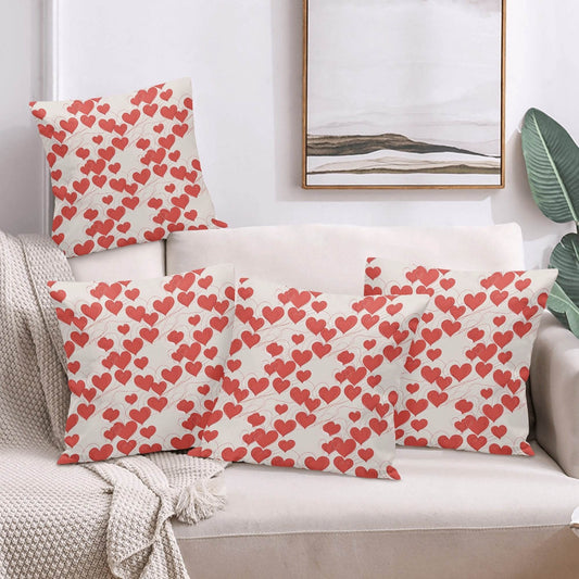 Minimal Hearts Peach Velvet 4 Pcs Square Pillow Case Covers (5 sizes) - DeRose Seasonal