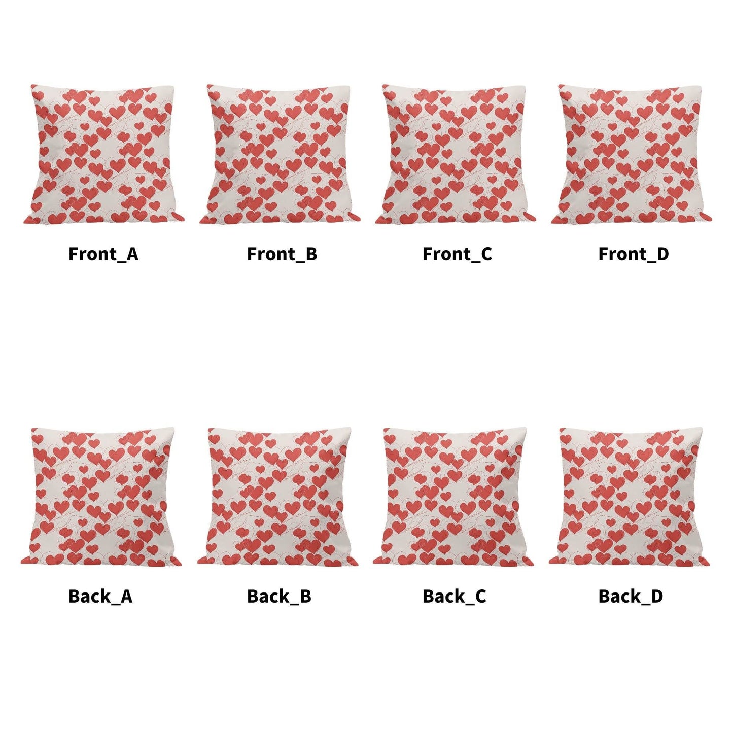 Minimal Hearts Peach Velvet 4 Pcs Square Pillow Case Covers (5 sizes) - DeRose Seasonal