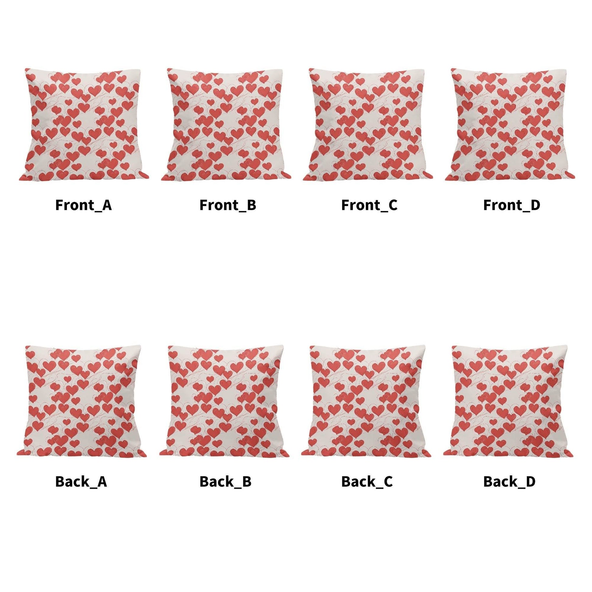 Minimal Hearts Peach Velvet 4 Pcs Square Pillow Case Covers (5 sizes) - DeRose Seasonal