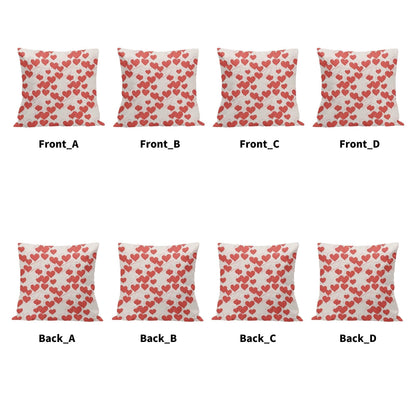 Minimal Hearts Peach Velvet 4 Pcs Square Pillow Case Covers (5 sizes) - DeRose Seasonal