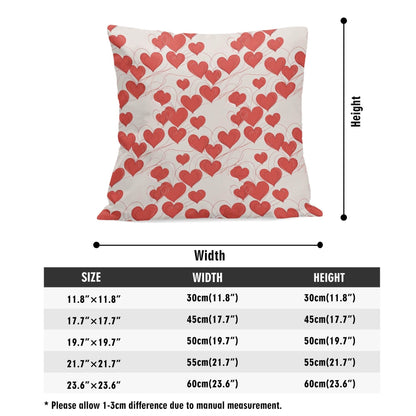 Minimal Hearts Peach Velvet 4 Pcs Square Pillow Case Covers (5 sizes) - DeRose Seasonal