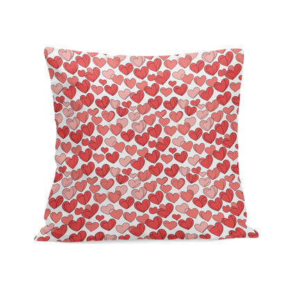 Red Little Hearts Peach Velvet 4 Pcs Square Pillow Case Covers (5 sizes) - DeRose Seasonal