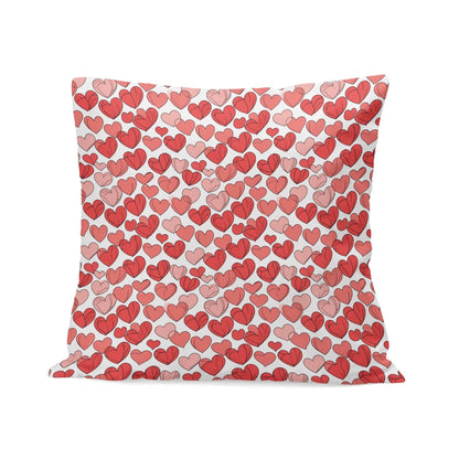 Red Little Hearts Peach Velvet 4 Pcs Square Pillow Case Covers (5 sizes) - DeRose Seasonal