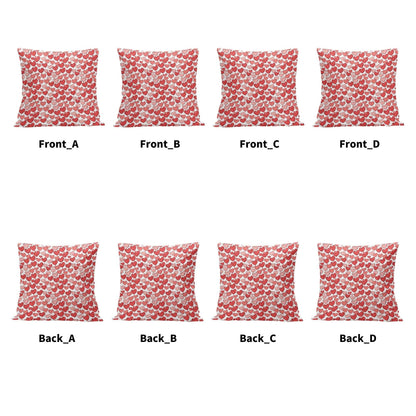 Red Little Hearts Peach Velvet 4 Pcs Square Pillow Case Covers (5 sizes) - DeRose Seasonal