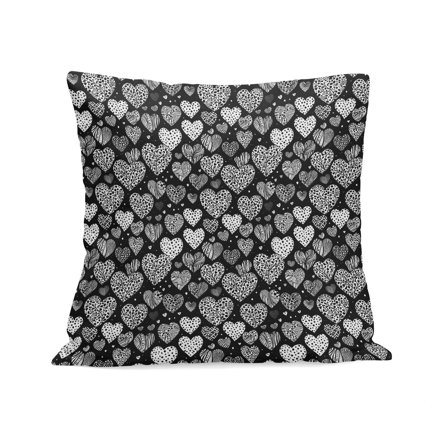 Black and White Hearts Peach Velvet 4 Pcs Square Pillow Case Covers (5 sizes) - DeRose Seasonal