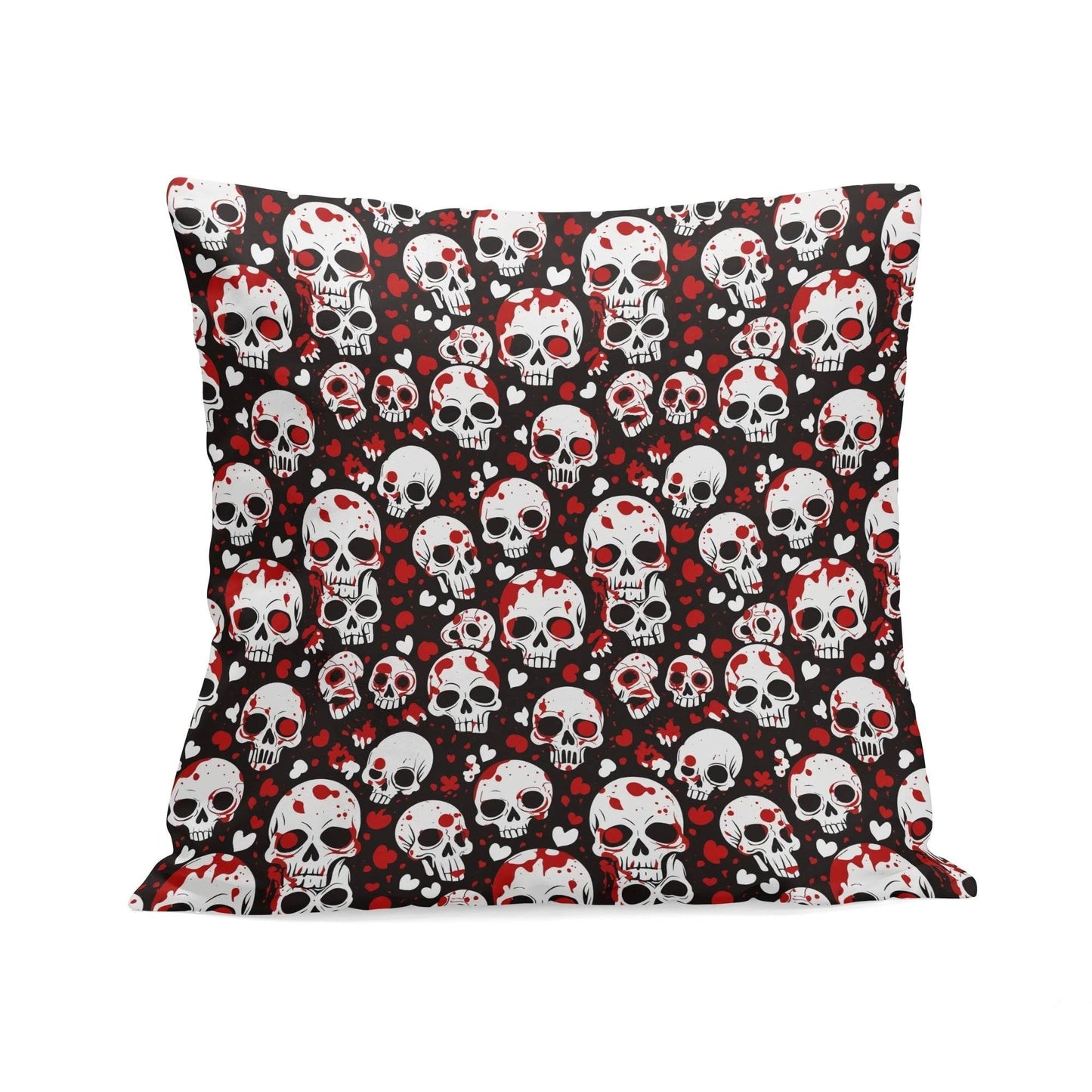 Love Skulls Peach Velvet 4 Pcs Square Pillow Case Covers (5 sizes) - DeRose Seasonal