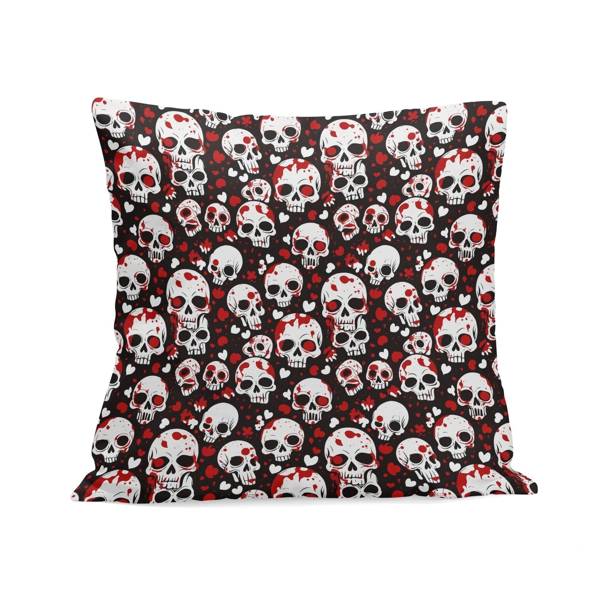 Love Skulls Peach Velvet 4 Pcs Square Pillow Case Covers (5 sizes) - DeRose Seasonal