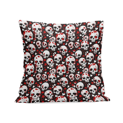 Love Skulls Peach Velvet 4 Pcs Square Pillow Case Covers (5 sizes) - DeRose Seasonal
