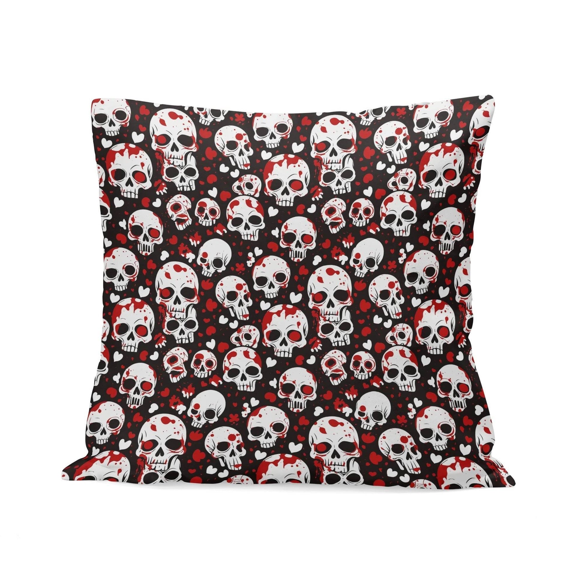 Love Skulls Peach Velvet 4 Pcs Square Pillow Case Covers (5 sizes) - DeRose Seasonal
