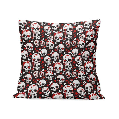 Love Skulls Peach Velvet 4 Pcs Square Pillow Case Covers (5 sizes) - DeRose Seasonal