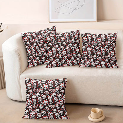Love Skulls Peach Velvet 4 Pcs Square Pillow Case Covers (5 sizes) - DeRose Seasonal