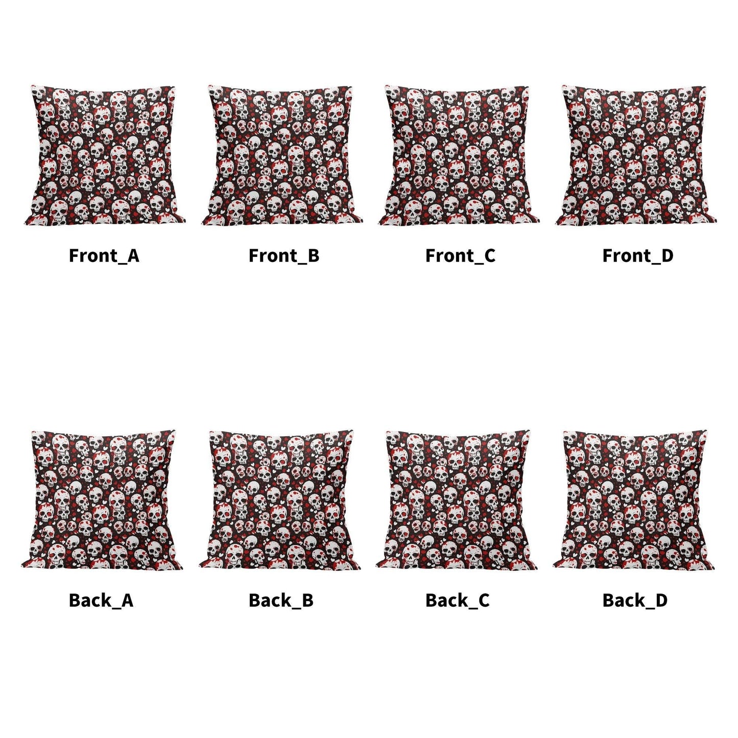 Love Skulls Peach Velvet 4 Pcs Square Pillow Case Covers (5 sizes) - DeRose Seasonal