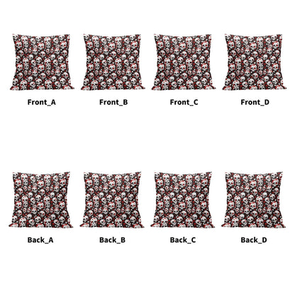 Love Skulls Peach Velvet 4 Pcs Square Pillow Case Covers (5 sizes) - DeRose Seasonal