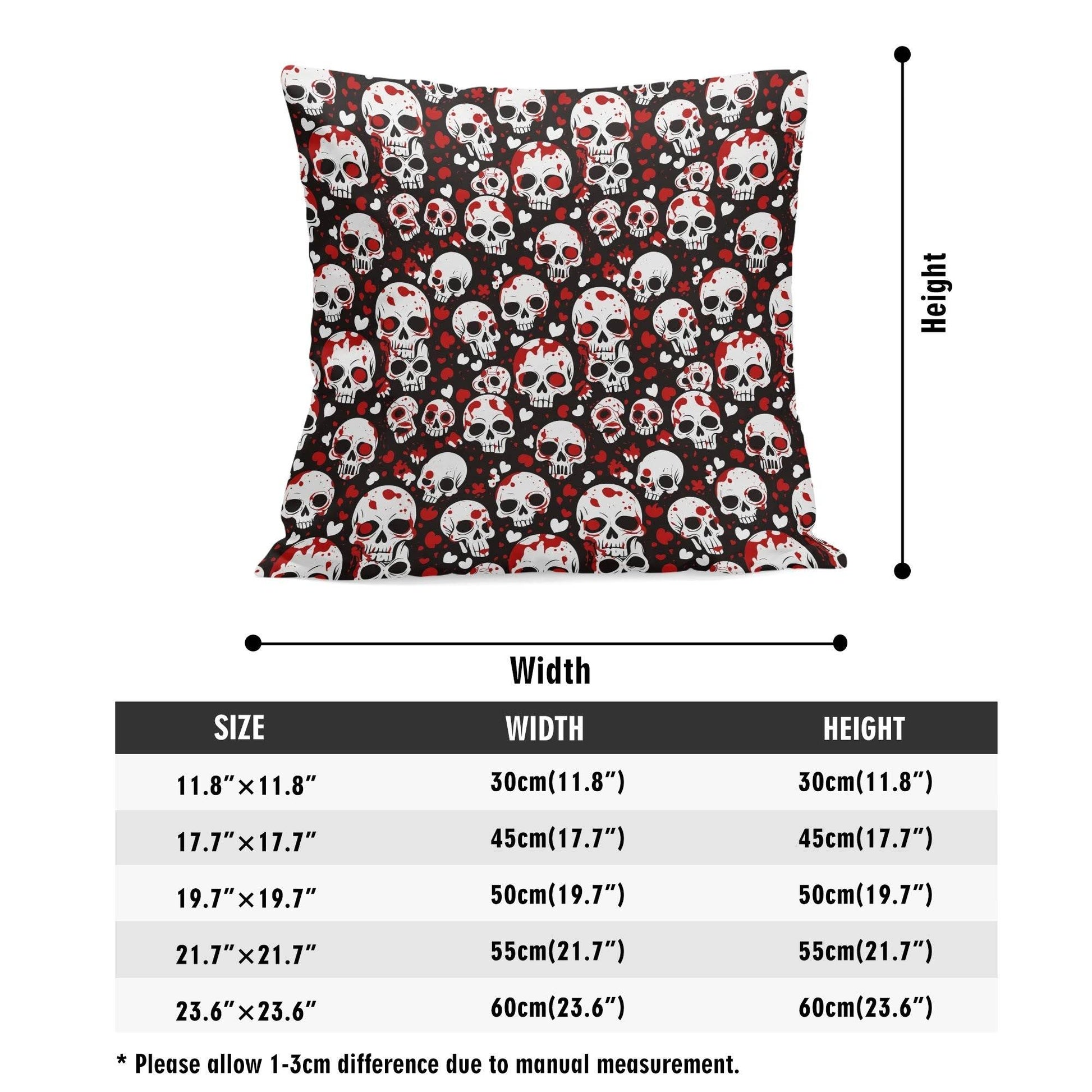 Love Skulls Peach Velvet 4 Pcs Square Pillow Case Covers (5 sizes) - DeRose Seasonal