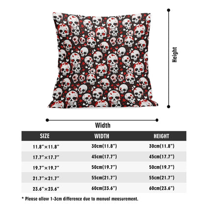 Love Skulls Peach Velvet 4 Pcs Square Pillow Case Covers (5 sizes) - DeRose Seasonal