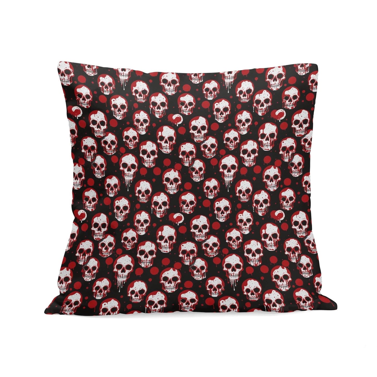 Tiny Red SKulls Peach Velvet 4 Pcs Square Pillow Case Covers (5 sizes) - DeRose Seasonal