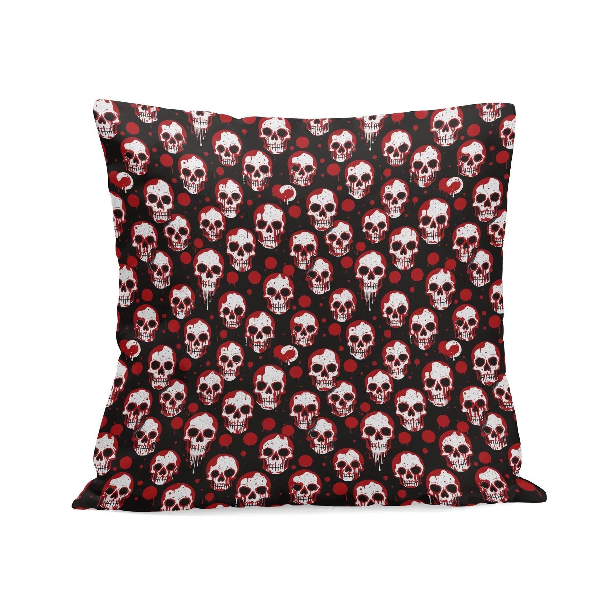 Tiny Red SKulls Peach Velvet 4 Pcs Square Pillow Case Covers (5 sizes) - DeRose Seasonal