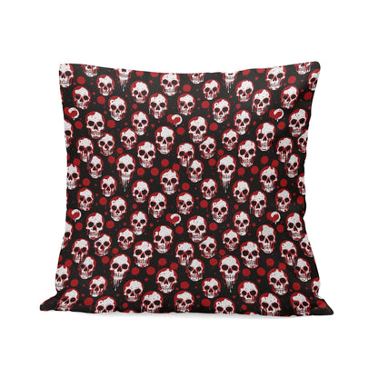 Tiny Red SKulls Peach Velvet 4 Pcs Square Pillow Case Covers (5 sizes) - DeRose Seasonal