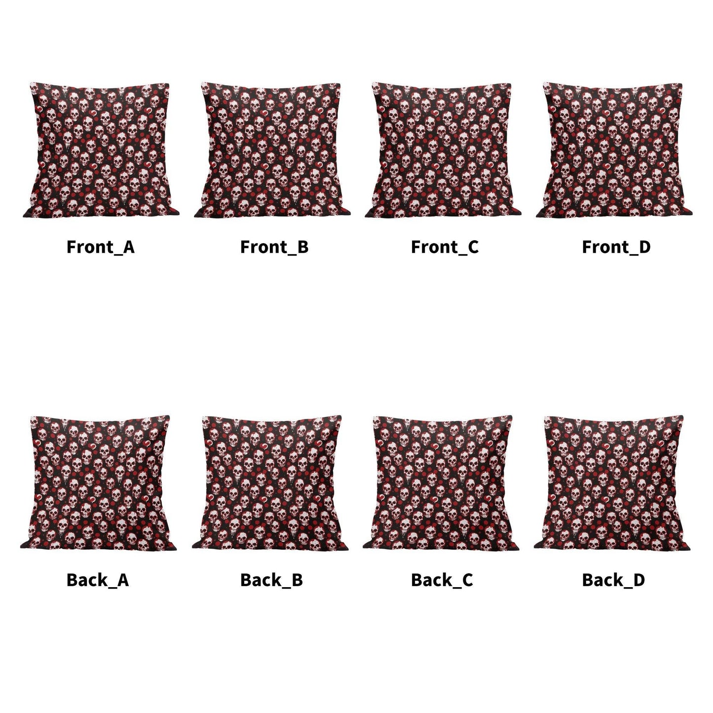 Tiny Red SKulls Peach Velvet 4 Pcs Square Pillow Case Covers (5 sizes) - DeRose Seasonal