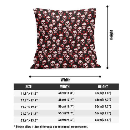 Tiny Red SKulls Peach Velvet 4 Pcs Square Pillow Case Covers (5 sizes) - DeRose Seasonal