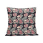 Skull and Pink Rose Peach Velvet 4 Pcs Square Pillow Case Covers (5 sizes) - DeRose Seasonal