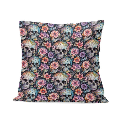 Pastel Floral and Skulls Peach Velvet 4 Pcs Square Pillow Case Covers (5 sizes) - DeRose Seasonal