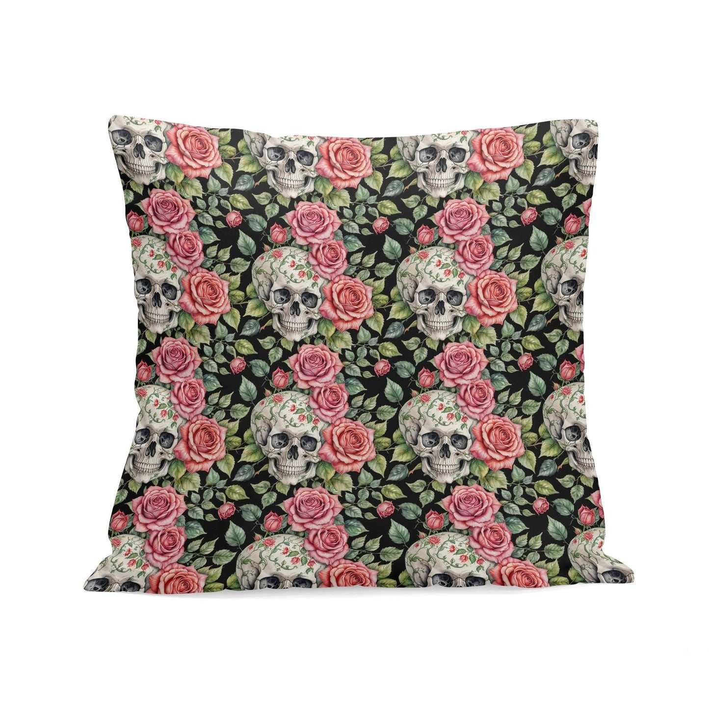 Pink Skulls Peach Velvet 4 Pcs Square Pillow Case Covers (5 sizes) - DeRose Seasonal