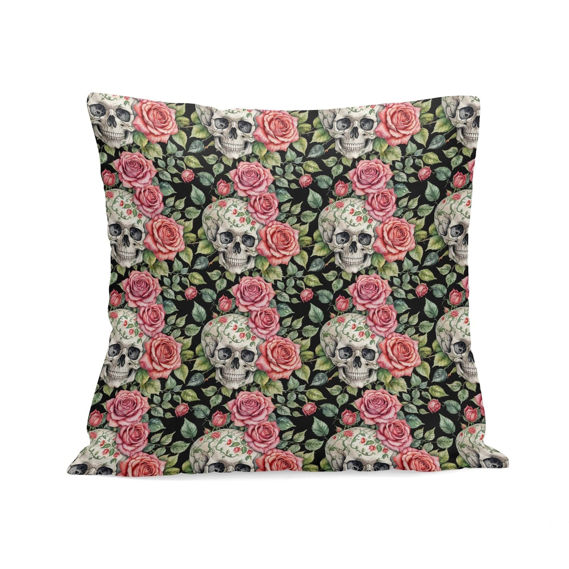 Pink Skulls Peach Velvet 4 Pcs Square Pillow Case Covers (5 sizes) - DeRose Seasonal