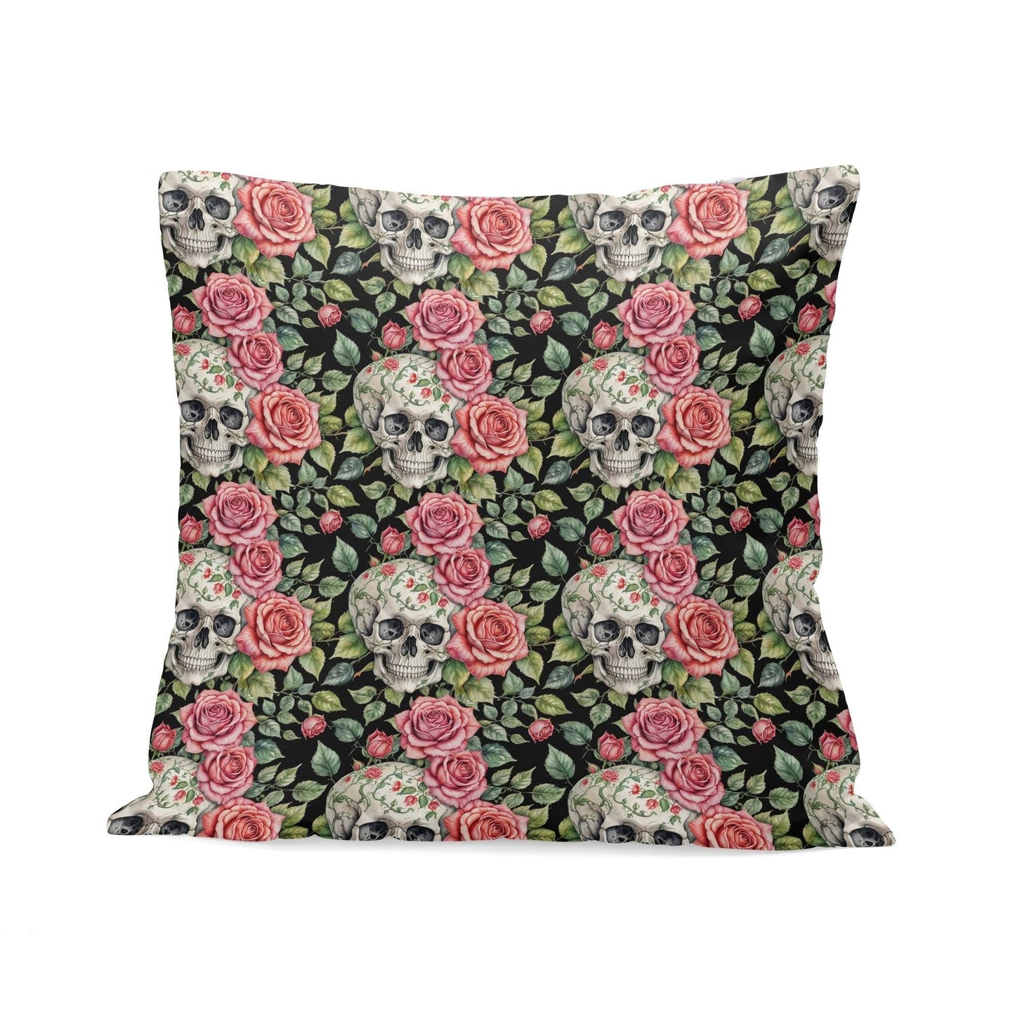 Pink Skulls Peach Velvet 4 Pcs Square Pillow Case Covers (5 sizes) - DeRose Seasonal