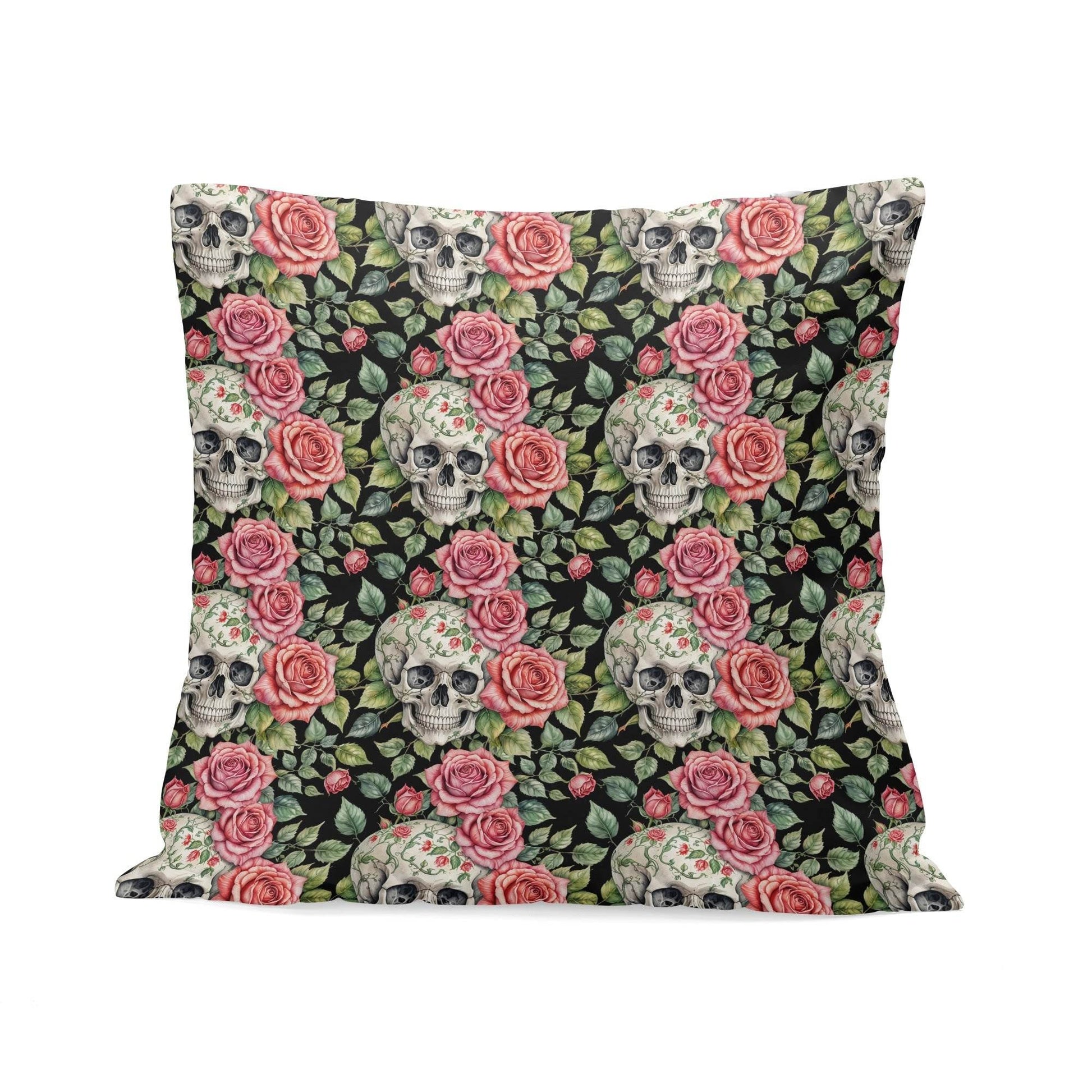 Pink Skulls Peach Velvet 4 Pcs Square Pillow Case Covers (5 sizes) - DeRose Seasonal