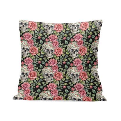 Pink Skulls Peach Velvet 4 Pcs Square Pillow Case Covers (5 sizes) - DeRose Seasonal