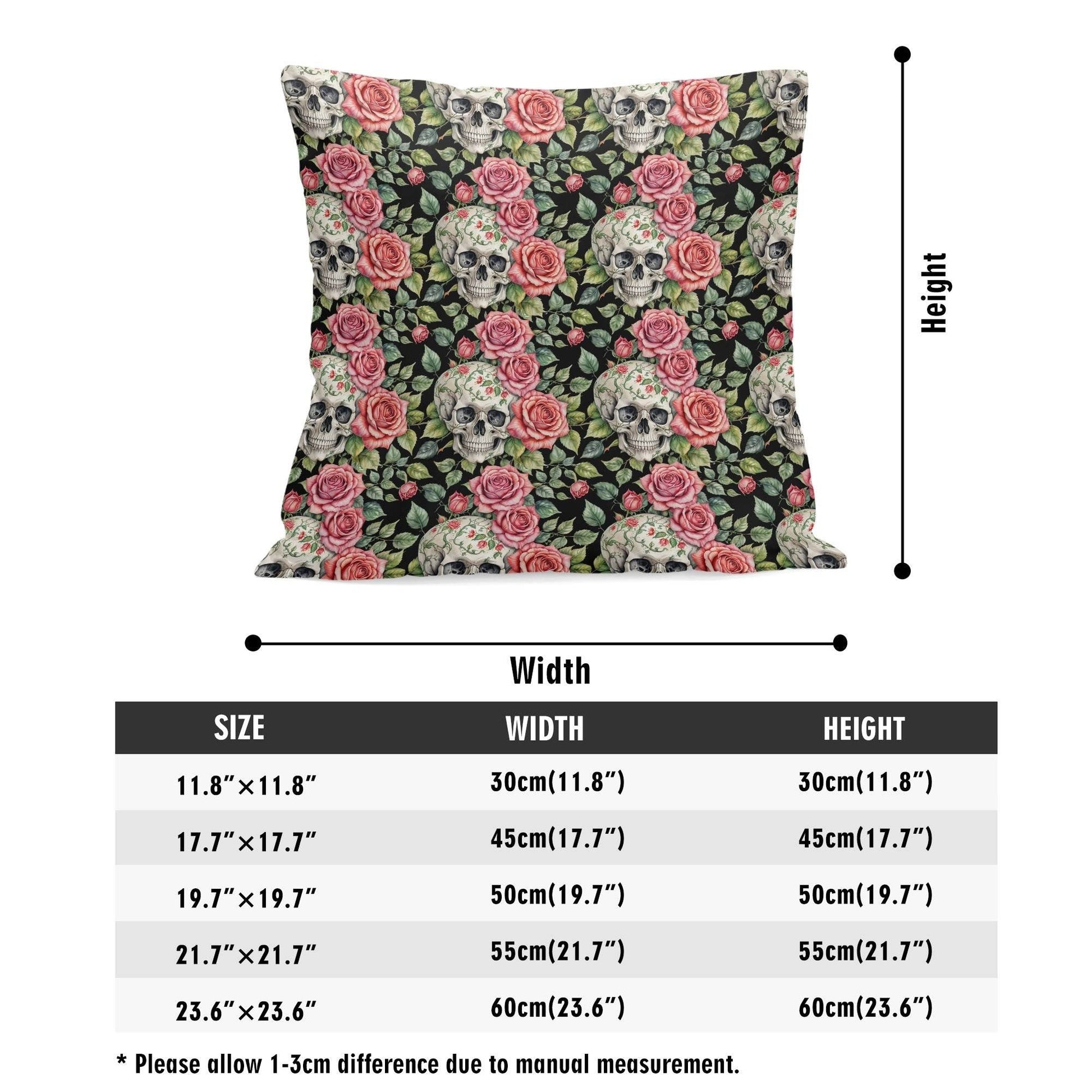 Pink Skulls Peach Velvet 4 Pcs Square Pillow Case Covers (5 sizes) - DeRose Seasonal