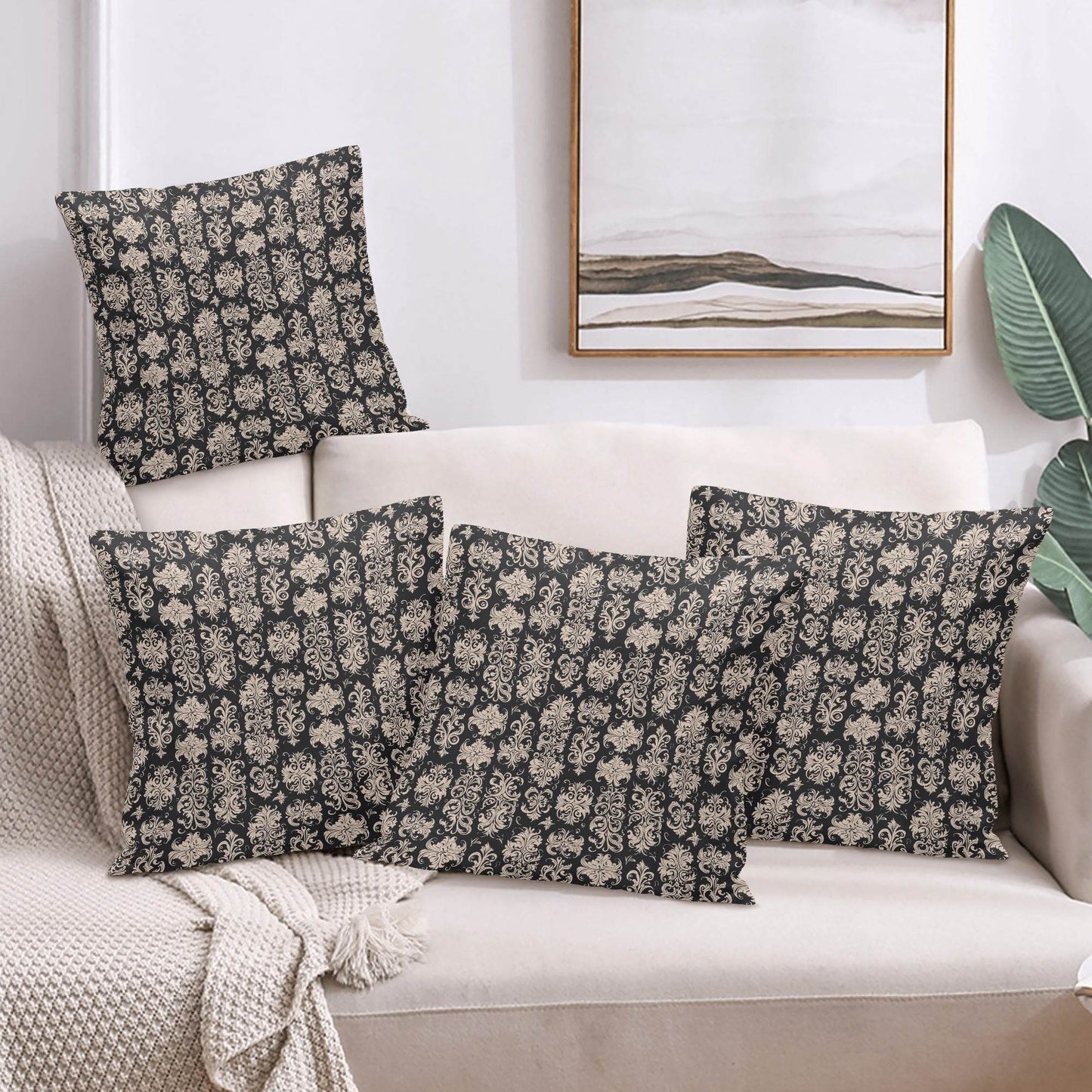 Gothic Emblem Peach Velvet 4 Pcs Square Pillow Case Covers (5 sizes) - DeRose Seasonal